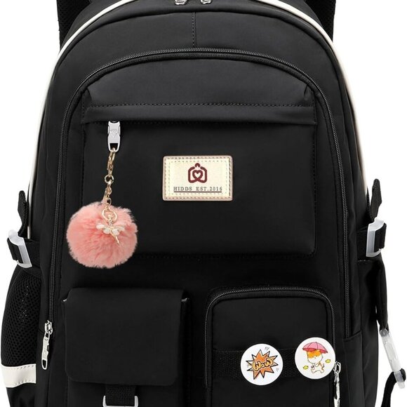 Large Capacity Waterproof Laptop Backpack for Teens and Women in Black - Picture 1 of 8